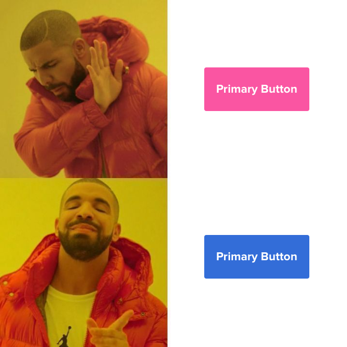 Picture of Drake approving a blue button