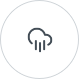 white circle with icon of a cloud with rain