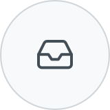 white circle with icon of an inbox