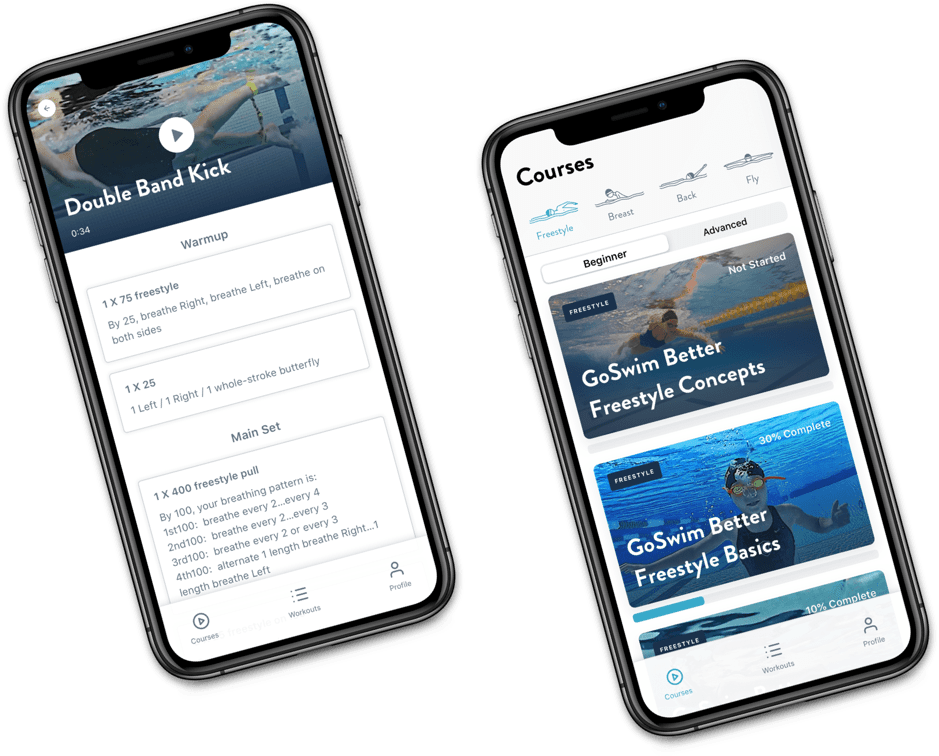 Screenshot of design for a swimming app